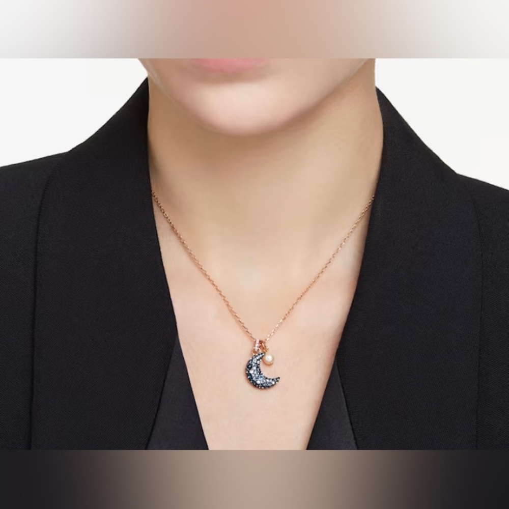 NWOT Swarovski Luna Pendant Moon, Multicolored, Rose gold-tone plated